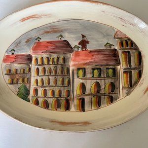 Handpainted Oval Italian Ceramic Platter